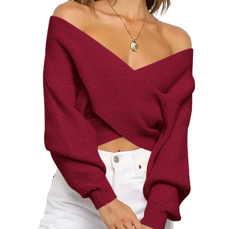 EVIANNA™ – Elegant Off Shoulder Cropped Sweater
