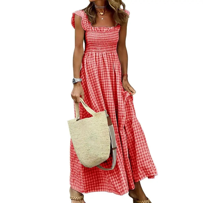 GOLDA™ – Elegant Plaid Sleeveless Long Dress