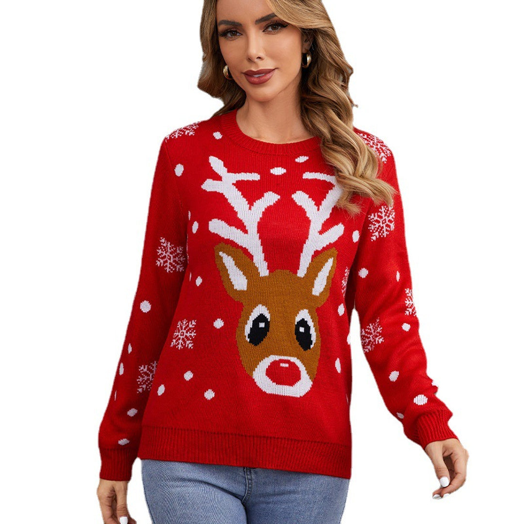 Women's Ugly Christmas Sweater in red reindeer