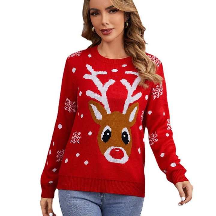 Women's Ugly Christmas Sweater in red reindeer
