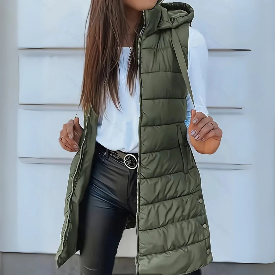 RAIN™ - Casual Sleeveless Hood Long Puffer Vest