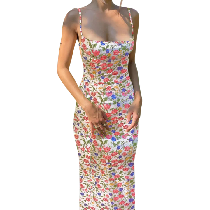 SHUVIE™ – Floral Backless Holiday Maxi Dress
