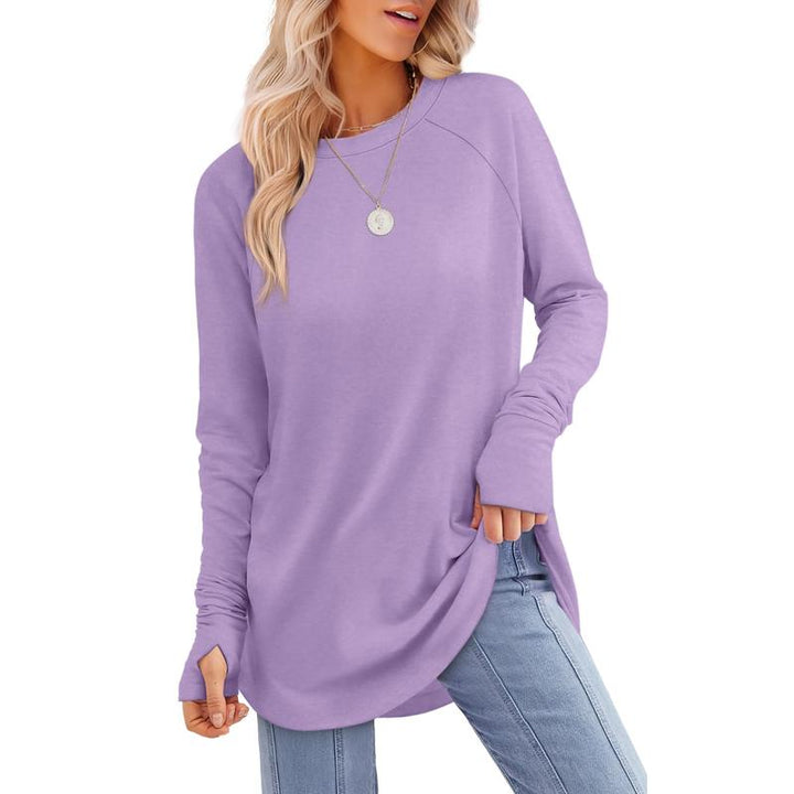 MIRA™ - Women's Long Sleeve Tunic Top with Thumb Hole and Curved Hem