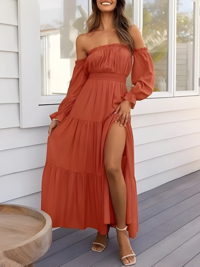 LEXIE™ – Boho Off Shoulder Maxi Dress