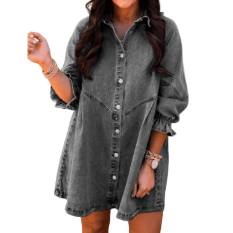 CORY™ – Contemporary Collared Puff Sleeve Mini Dress