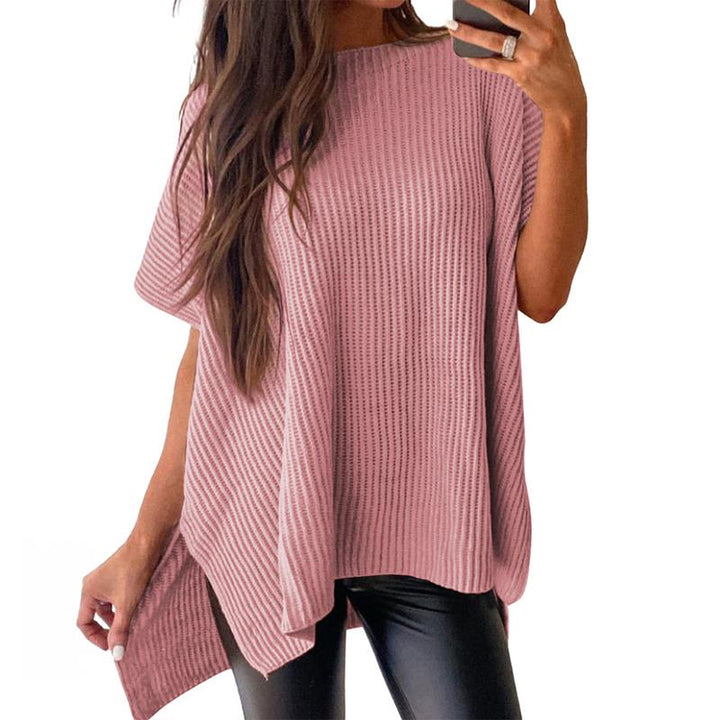 JANINE™ - Women Quarter Zip Rib Knit Pullover Sweater