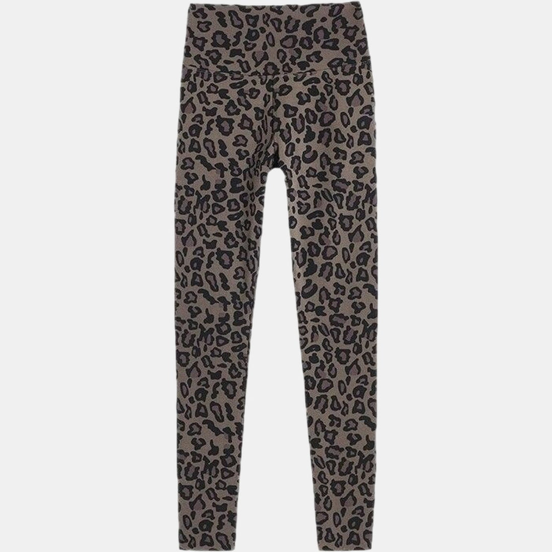 Women's Fleece Lined Leggings, High Waist Leopard Print Fitted