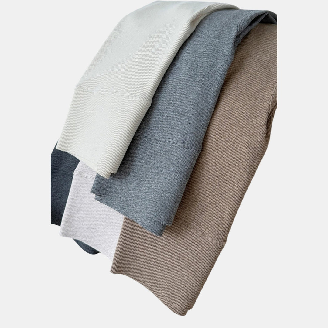 Women's Fleece Lined Leggings, High Waist Ribbed Knit Cuffed Ankle