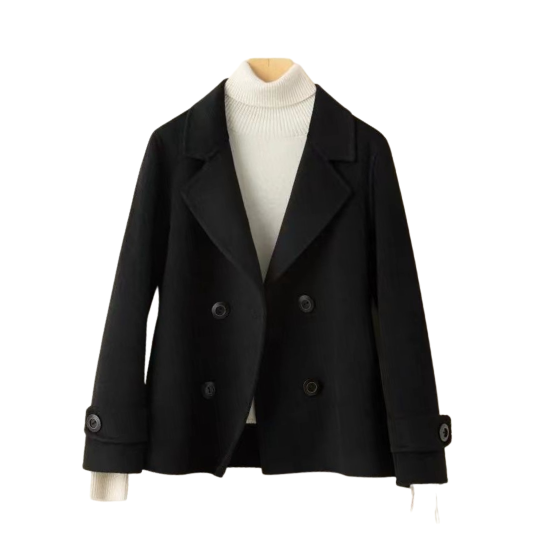 Women's Plus Size Winter Coat, Double-Breasted Peacoat