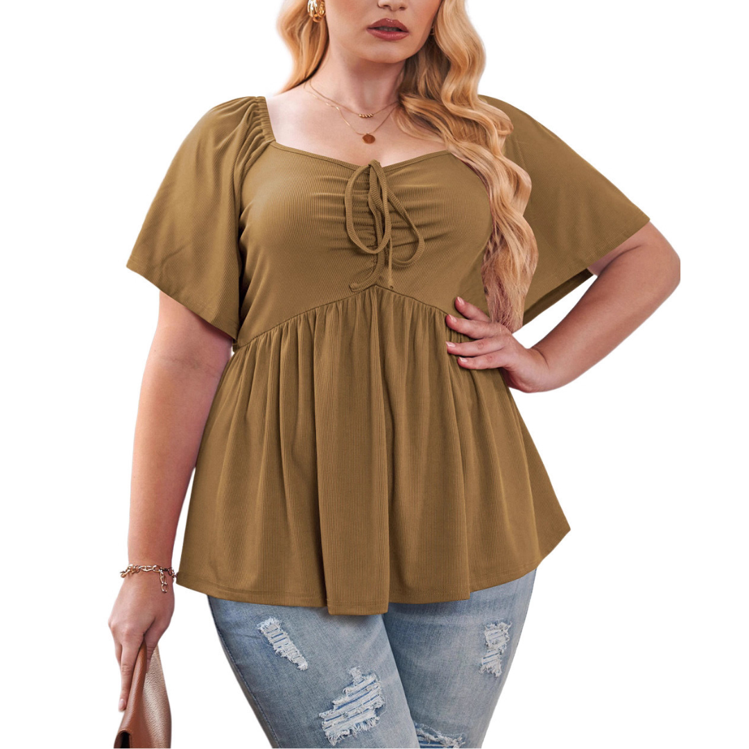 SERENE™ – Stylish Plus Size Sweetheart Neck Blouse