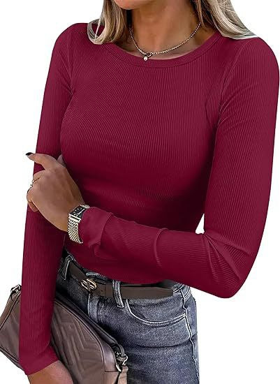 MERIAM™ - Women Rib Knit Long Sleeve Slim Fit Crewneck Top