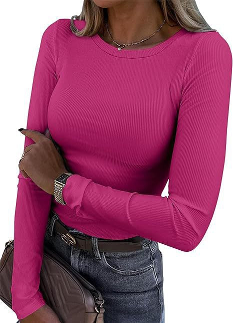 MERIAM™ - Women Rib Knit Long Sleeve Slim Fit Crewneck Top