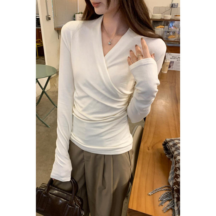 LINA™ - Women's Surplice Long Sleeve Top for Casual & Office Wear