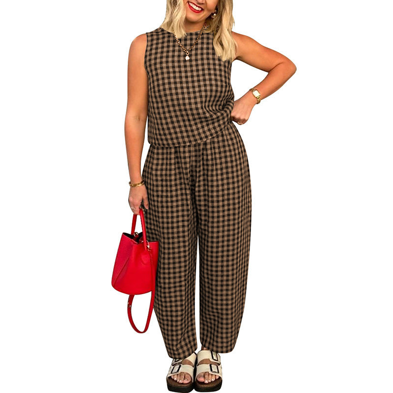 TRISH™ - Casual Plaid Two-Piece Set