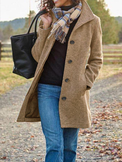 GABRIELA™ - Casual Wool Blend Pea Coat with Single-Breasted Design