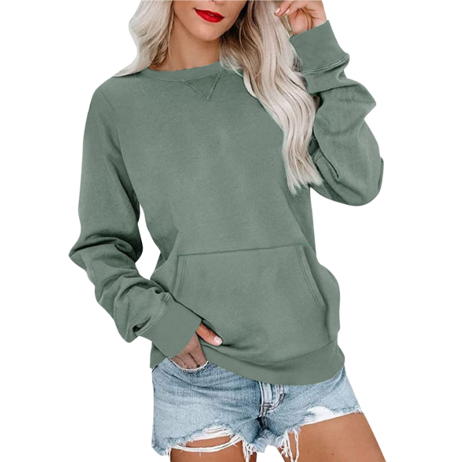 CASEY™ - Women's Crewneck Sweatshirt with Kangaroo Pocket