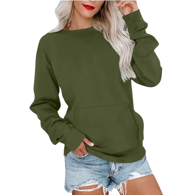 CASEY™ - Women's Crewneck Sweatshirt with Kangaroo Pocket