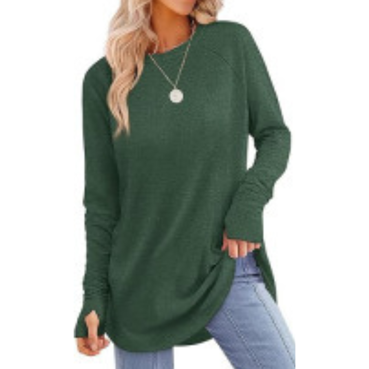 MIRA™ - Women's Long Sleeve Tunic Top with Thumb Hole and Curved Hem