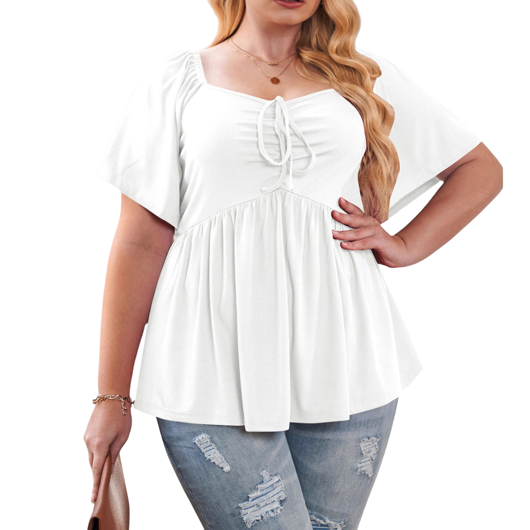 SERENE™ – Stylish Plus Size Sweetheart Neck Blouse