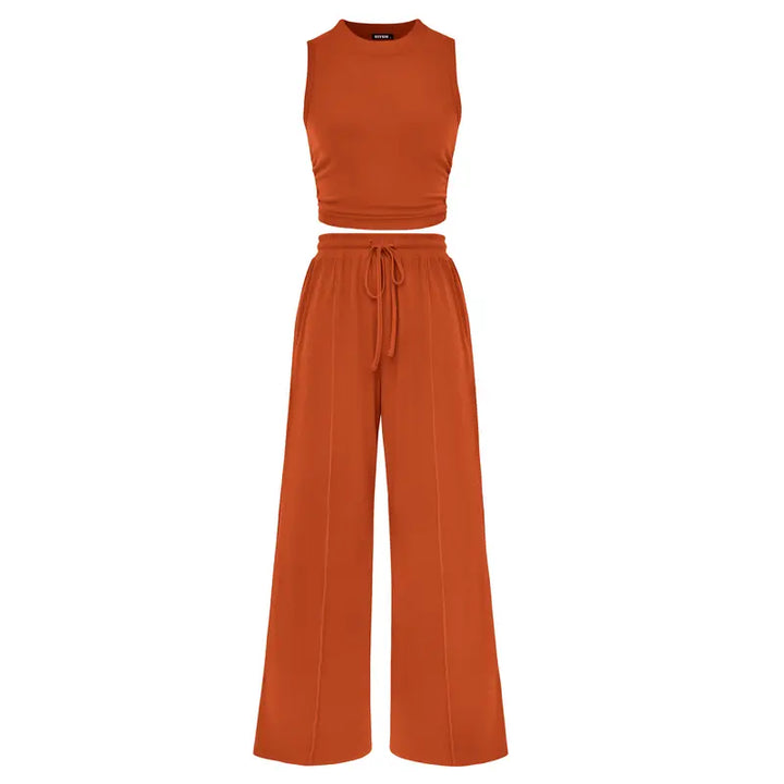 YUMI™ – Wide Leg Pants & Cropped Top Lounge Set