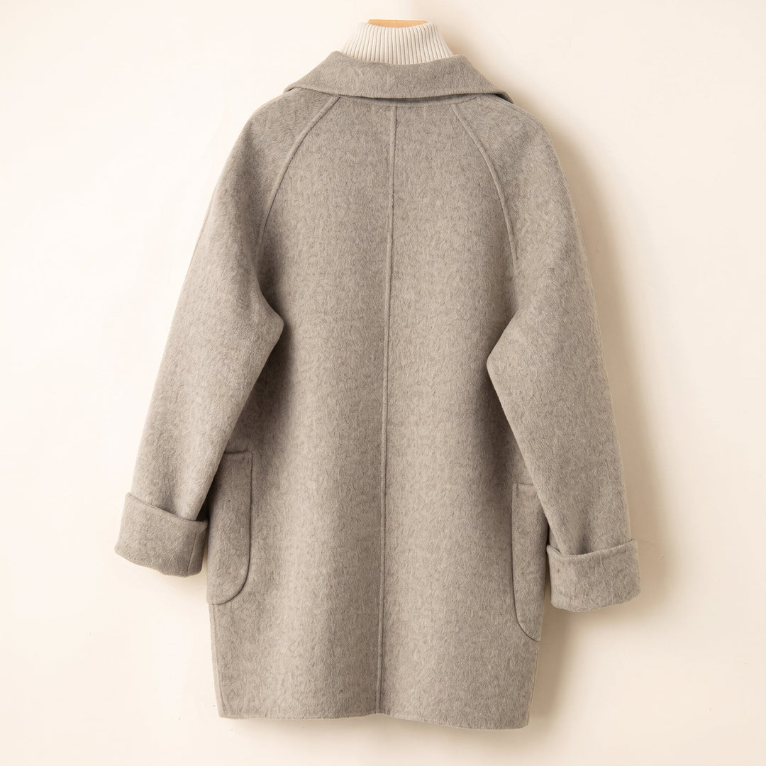 Women's Oversized Wool Peacoat, Single Breasted Mid Length