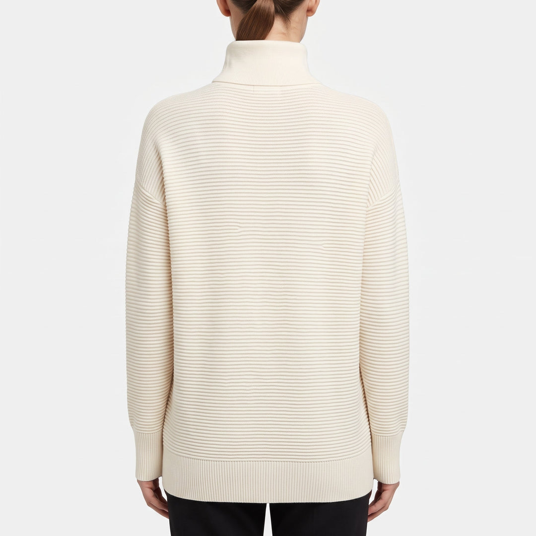 Women's Quarter Zip Sweater, Oversized Ribbed Knit Pullover