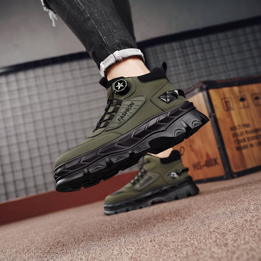 Men's Ankle Comfortable Winter Boots, Platform Rotary Lace Dial