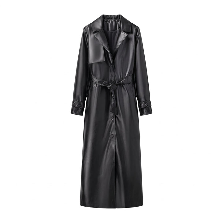 Women's Long Winter Trench Coat, Oversized Belted Notched Lapels