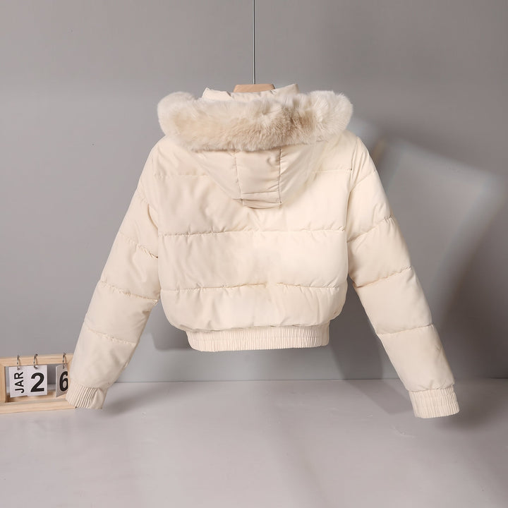 Women's Puffer Jacket, Quilted Cropped Hooded Relaxed Fit