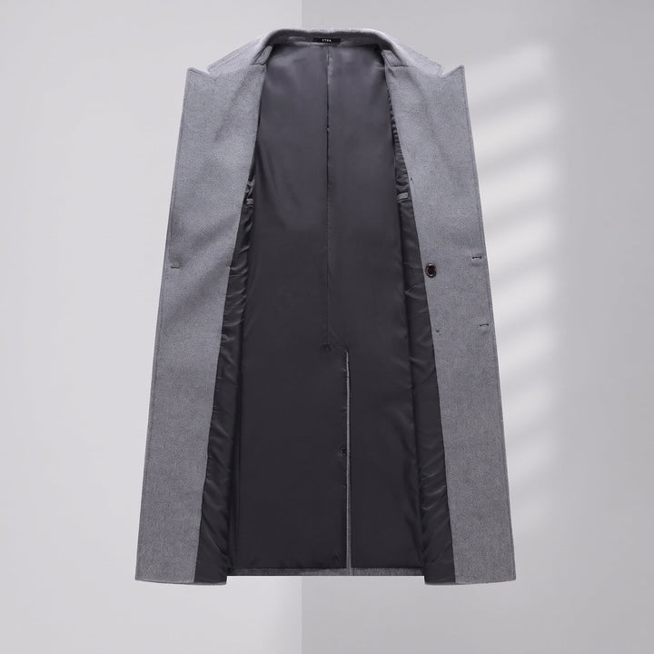 Men's Long Winter Trench Coat, Double Breasted Tailored