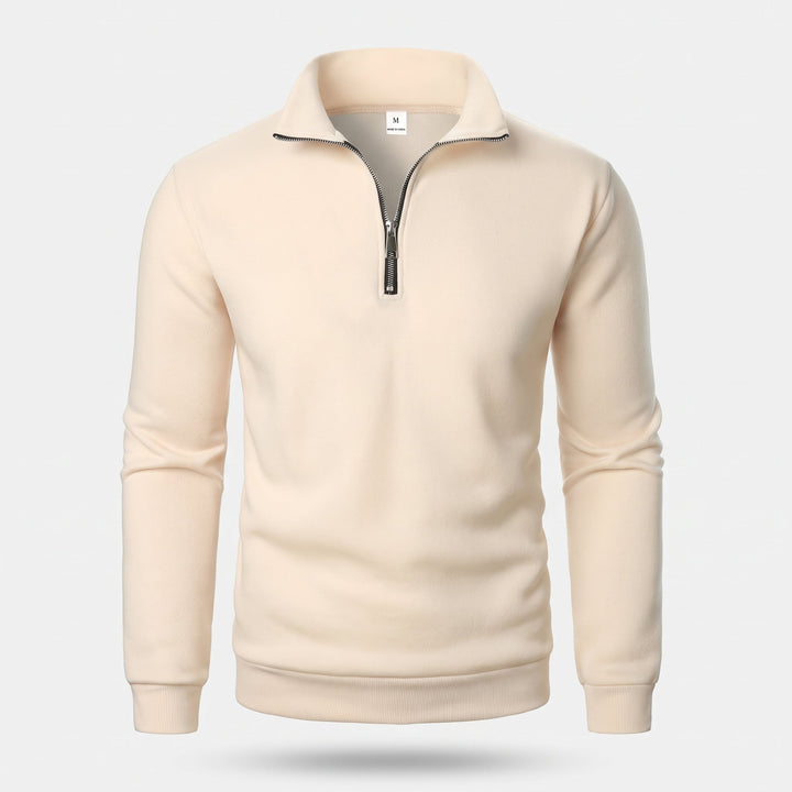 Men's Quarter Zip Sweater, Relaxed Mock Neck Pullover