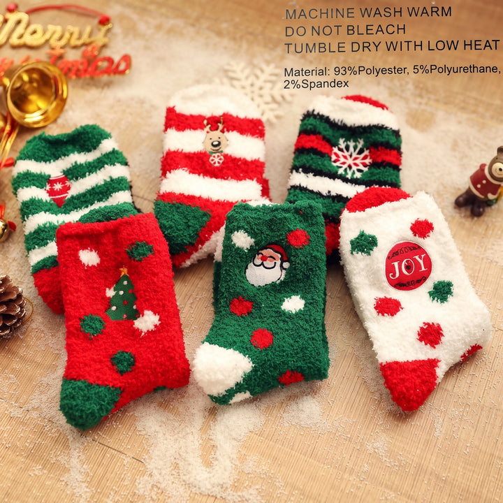 Holiday Embroidered Christmas Socks 3 Pack, Unisex Festive Fuzzy