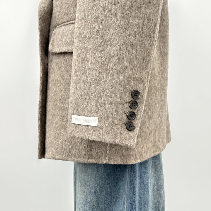 Women's Double Breasted Winter Peacoat, Oversized Tailored Fuzzy
