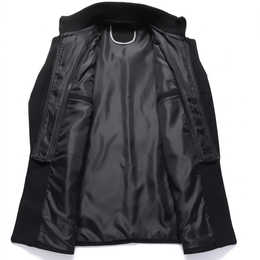 Men's Single Breasted Winter Trench Coat, Mid Length Military