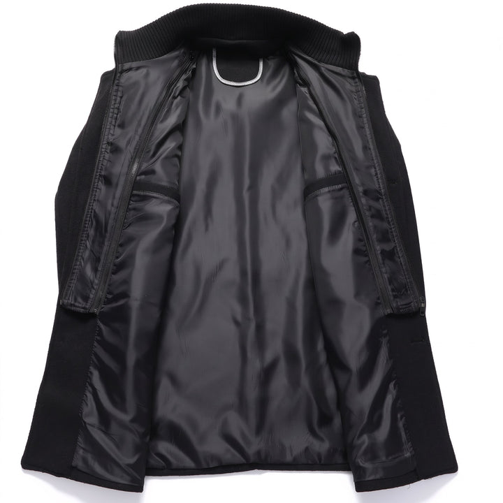Men's Single Breasted Winter Trench Coat, Mid Length Military