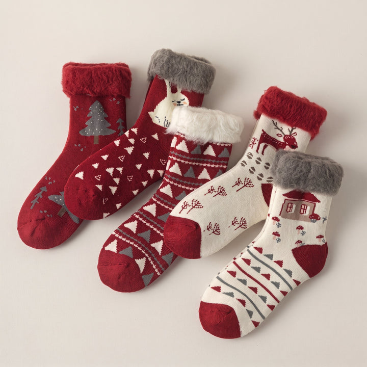 Holiday Fuzzy Christmas Socks 3 Pack, Unisex Festive Plush Knit