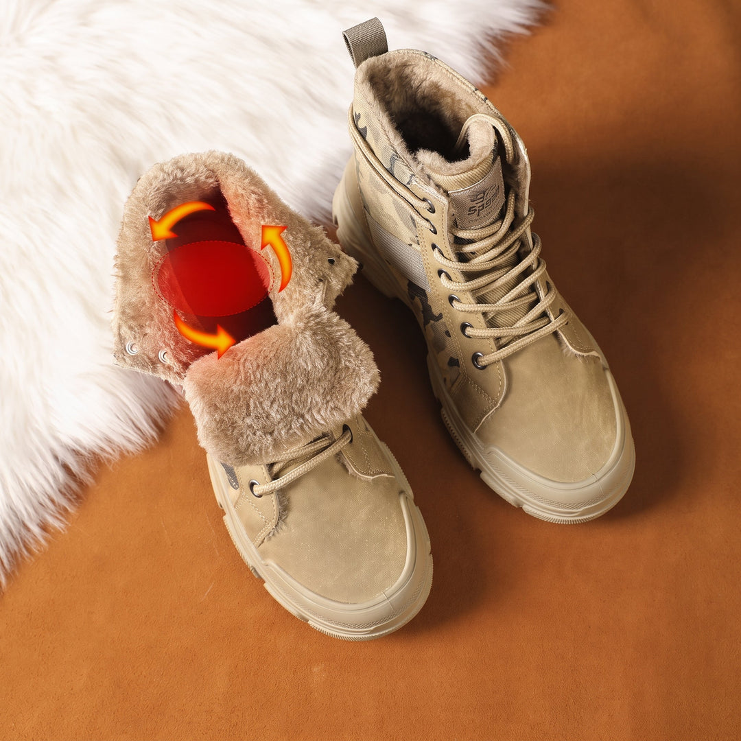 Men's Ankle Comfortable Winter Boots, Fuzzy Fur Combat Tactical