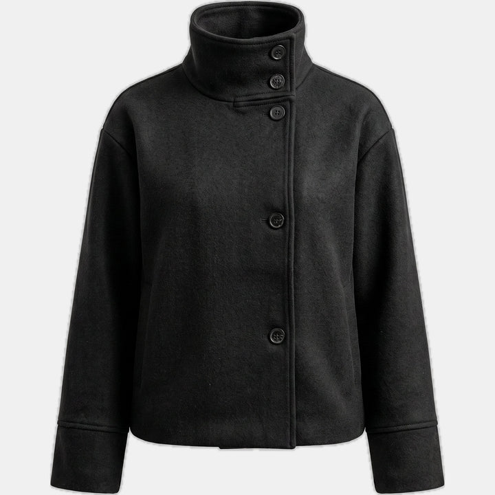Women's Oversized Wool Coat, Long Sleeves Asymmetric Single Breasted