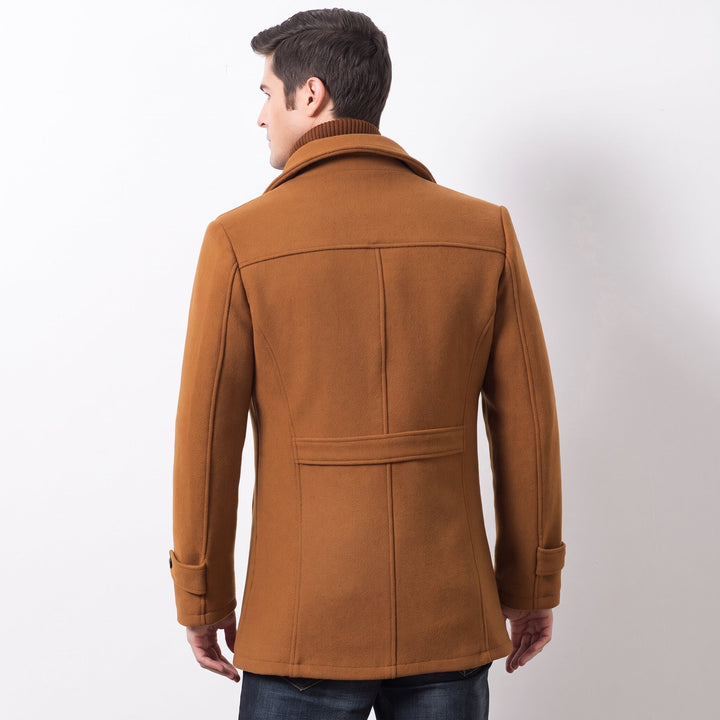 Men's Slim Fit Winter Peacoat, Single Breasted Zipper High Neck