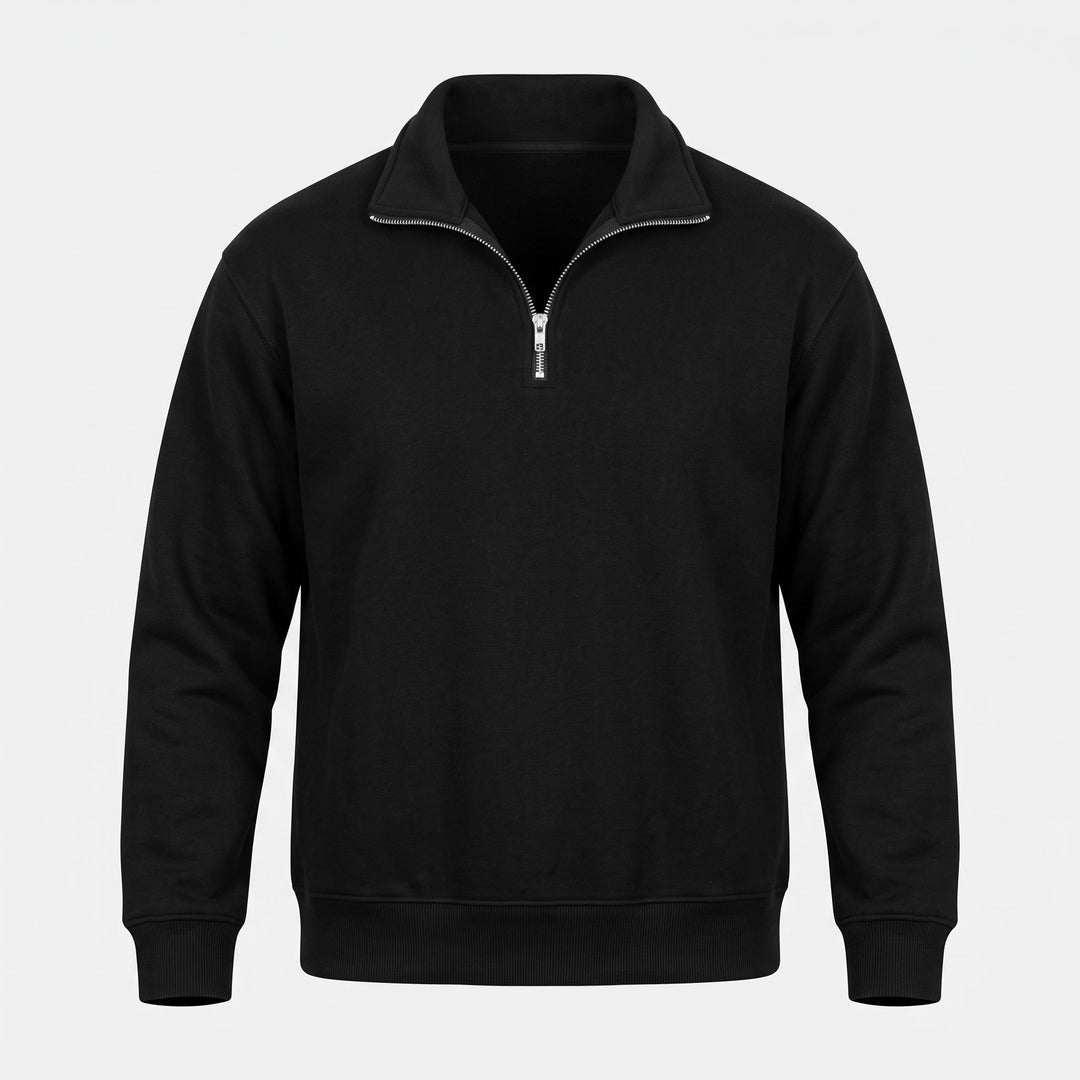 Men's Quarter Zip Sweater, Relaxed Mock Neck Pullover