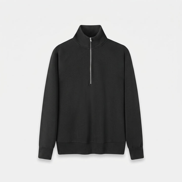 Men's Quarter Zip Sweater, Oversized Textured Mock Neck Pullover