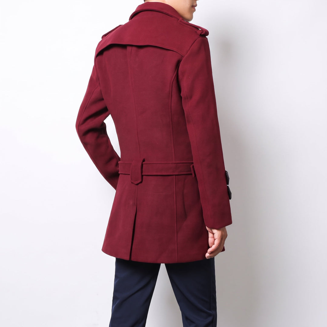 Men's Slim Fit Winter Peacoat, Mid Length Tailored