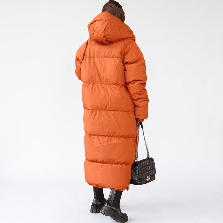 Women's Long Winter Puffer Jacket, Bubble Hooded Padded Quilted