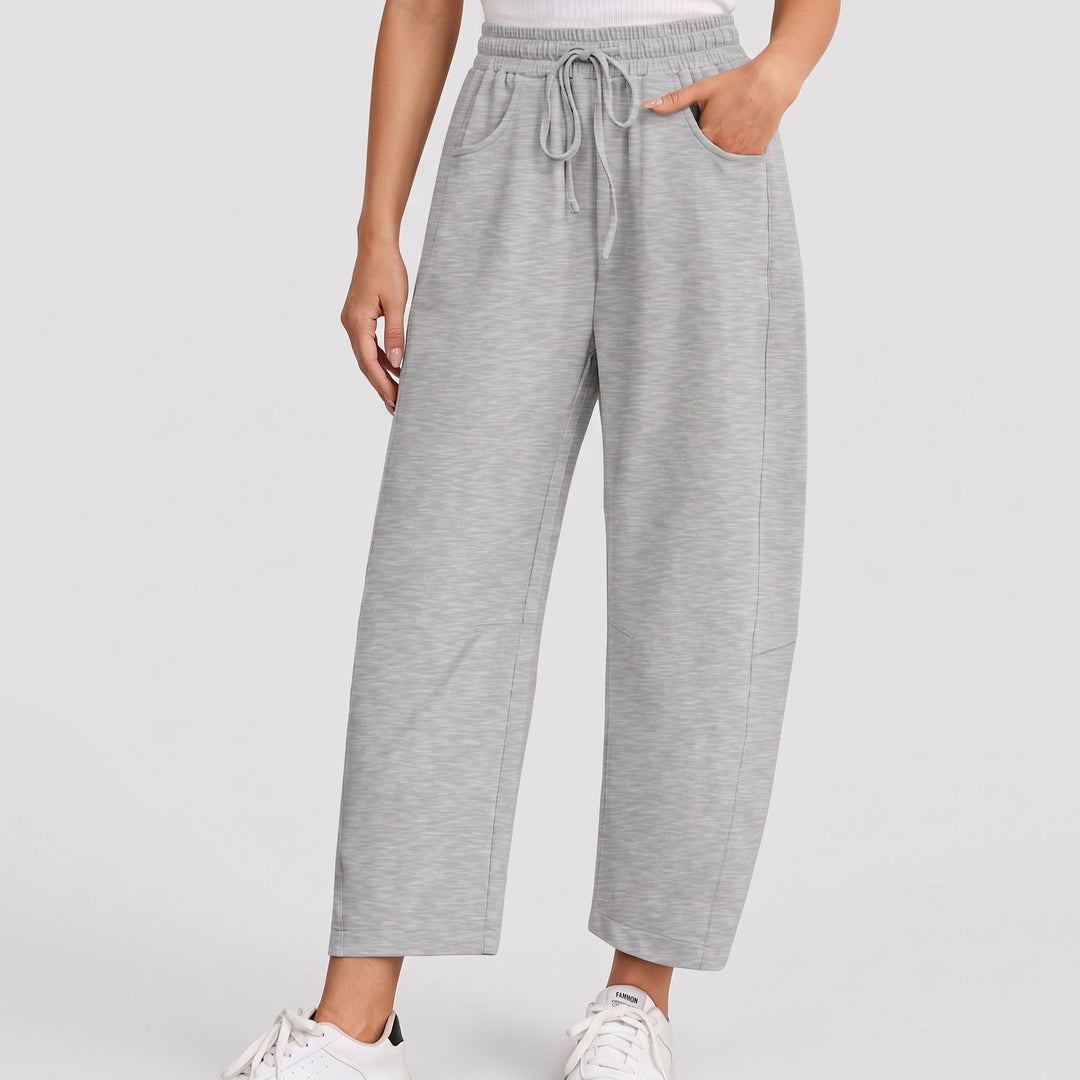 Women's Baggy Barrel Sweatpants, Cropped Knee Seam