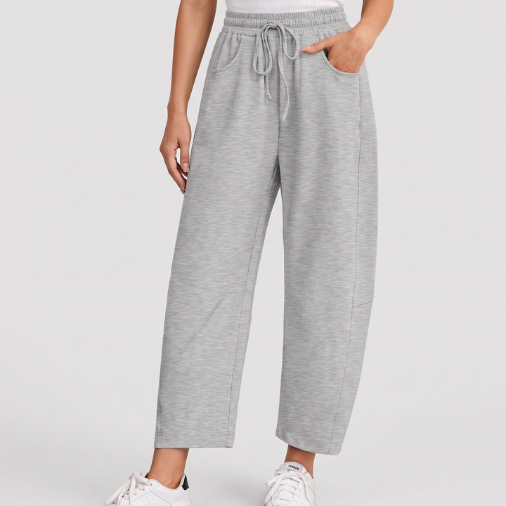 Women's Baggy Barrel Sweatpants, Cropped Knee Seam