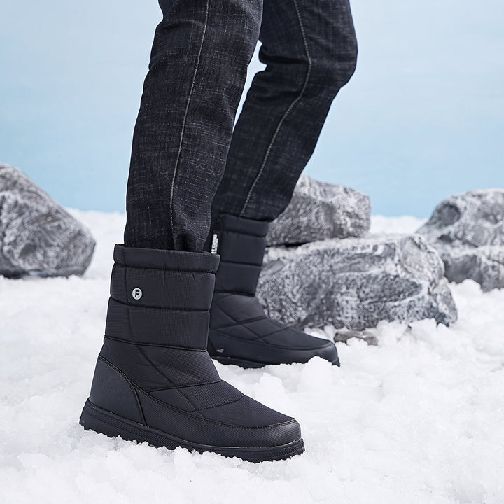 Men's Snow Comfortable Orthopedic Winter Boots, Zip Up Mid Calf