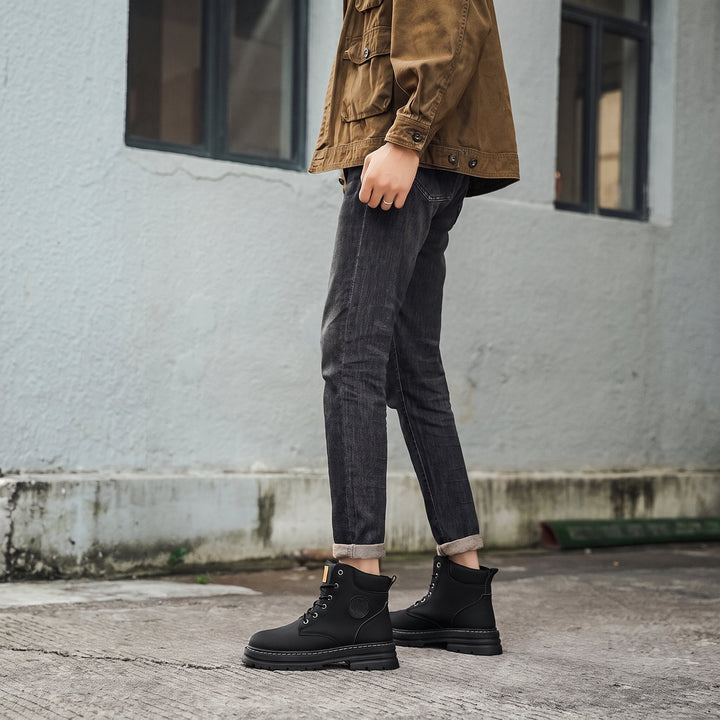 Men's Ankle Comfortable Winter Boots, Lug Sole Platform