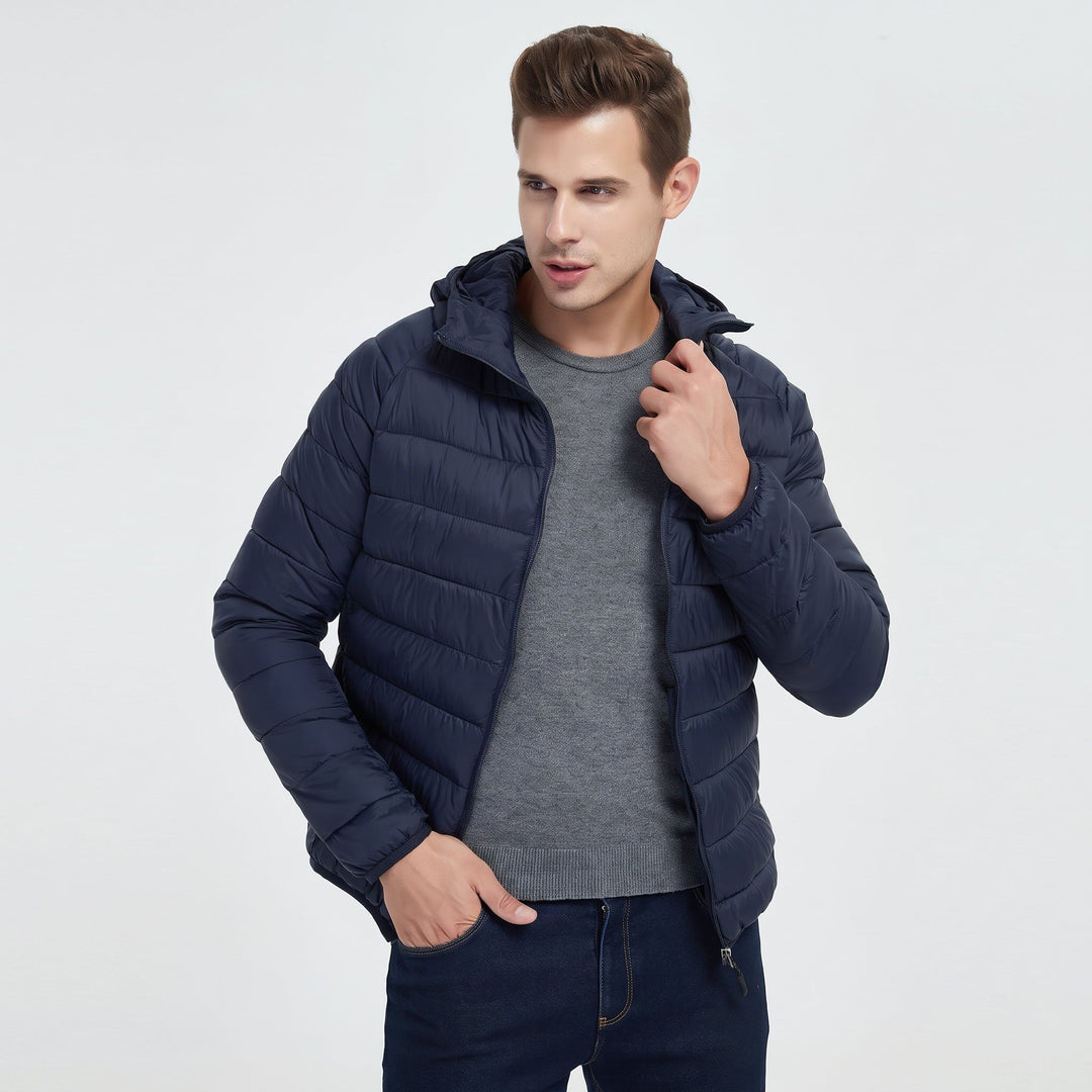 Men's Puffer Jacket, Lightweight Quilted Packable Hooded