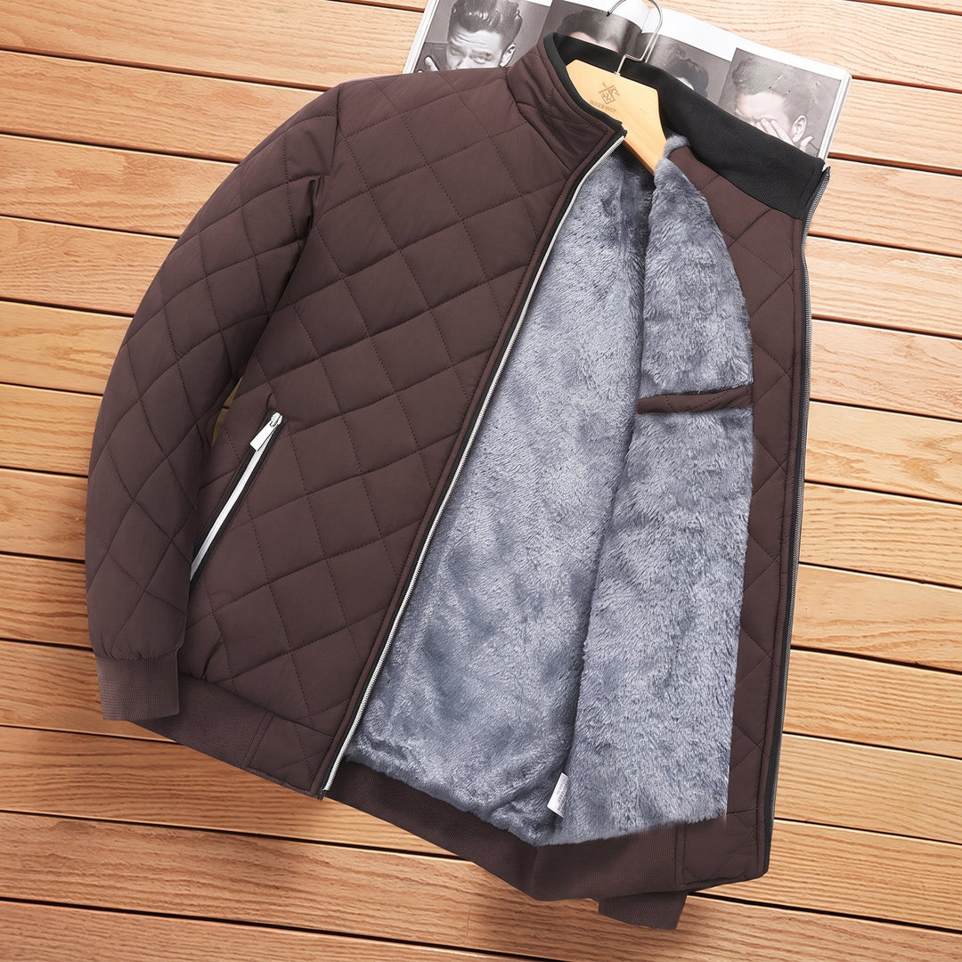 Men's Puffer Jacket, Long Quilted Oversized Stand Collar