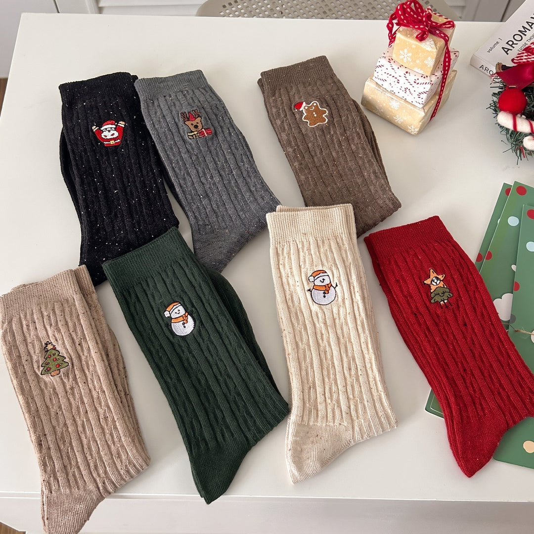 Holiday Embroidered Christmas Socks 3 Pack, Unisex Festive